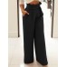 Women Wide  Legged Loose Maxi Length Zipper Pleated Side Pockets Pants