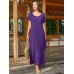 Round Neck Solid Pocket Loose Fit Short Sleeve Split Maxi Dress