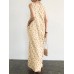 Pocket Ditsy Floral Round Neck Summer Sleeveless Maxi Dress