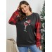 Plus Size Crew Neck Plaid Graphic Patchwork Sweatshirt