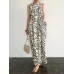 Sleeveless Round Neck Pocket Print Paisley Maxi Dress