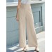 Solid Pocket Button Wide Leg High Waist Casual Pants