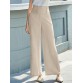 Solid Pocket Button Wide Leg High Waist Casual Pants