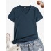 V  Neck Short Sleeve Solid Regular Fit Summer T  Shirt