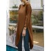 Solid Irregular Hem Slit Long Sleeve Crew Neck Long T  shirt