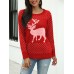 Women Christmas Reindeer Snowflake Pattern O  Nekc Long Sleeve Knitting Sweater