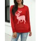 Women Christmas Reindeer Snowflake Pattern O  Nekc Long Sleeve Knitting Sweater