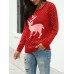 Women Christmas Reindeer Snowflake Pattern O  Nekc Long Sleeve Knitting Sweater