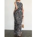 Sleeveless Pocket Leopard Print Round Neck Maxi Dress