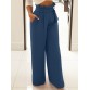 Women Wide  Legged Loose Maxi Length Zipper Pleated Side Pockets Pants