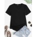 V  Neck Short Sleeve Solid Regular Fit Summer T  Shirt